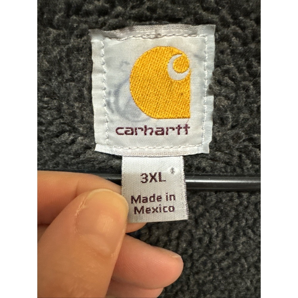 CARHARTT V26 US Men's 3XL Gray Sandstone Duck Canvas Sherpa Fleece Lined Vest - Picture 3 of 8